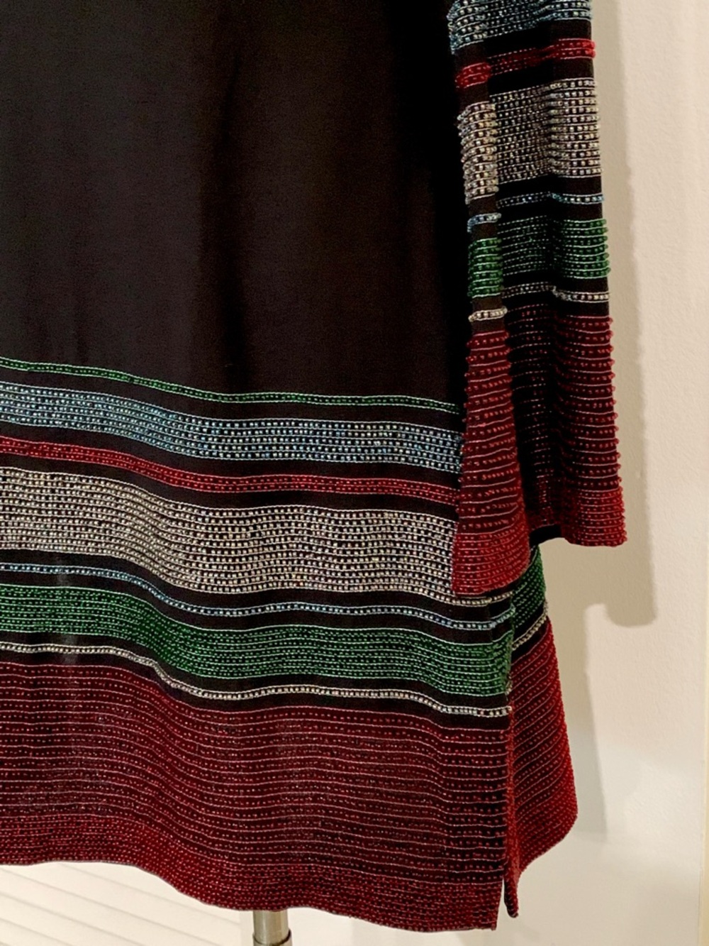 TOCCA Black Key-Hole Long-Sleeve Dress w Colorful Beading Trim 4